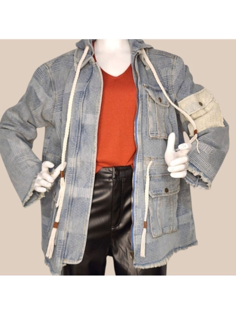 NWT POL Patchwork Denim Jacket S | Archive Denim Quiet Cool Downtown Luxe
